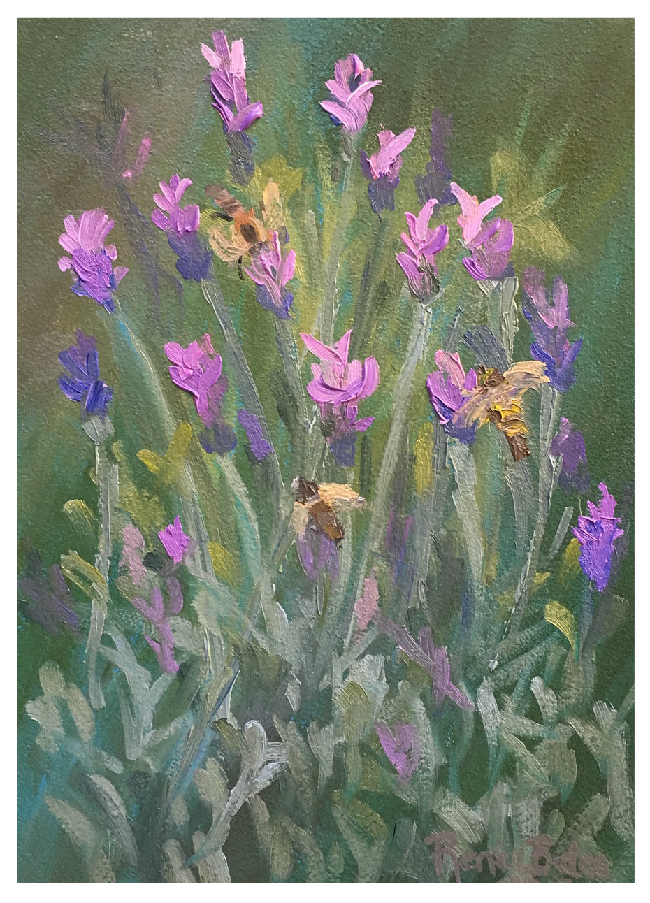 Lavender is Heavenly , 2019, oil on panel, 7 x 5”, ©Renée Bates, private collection.