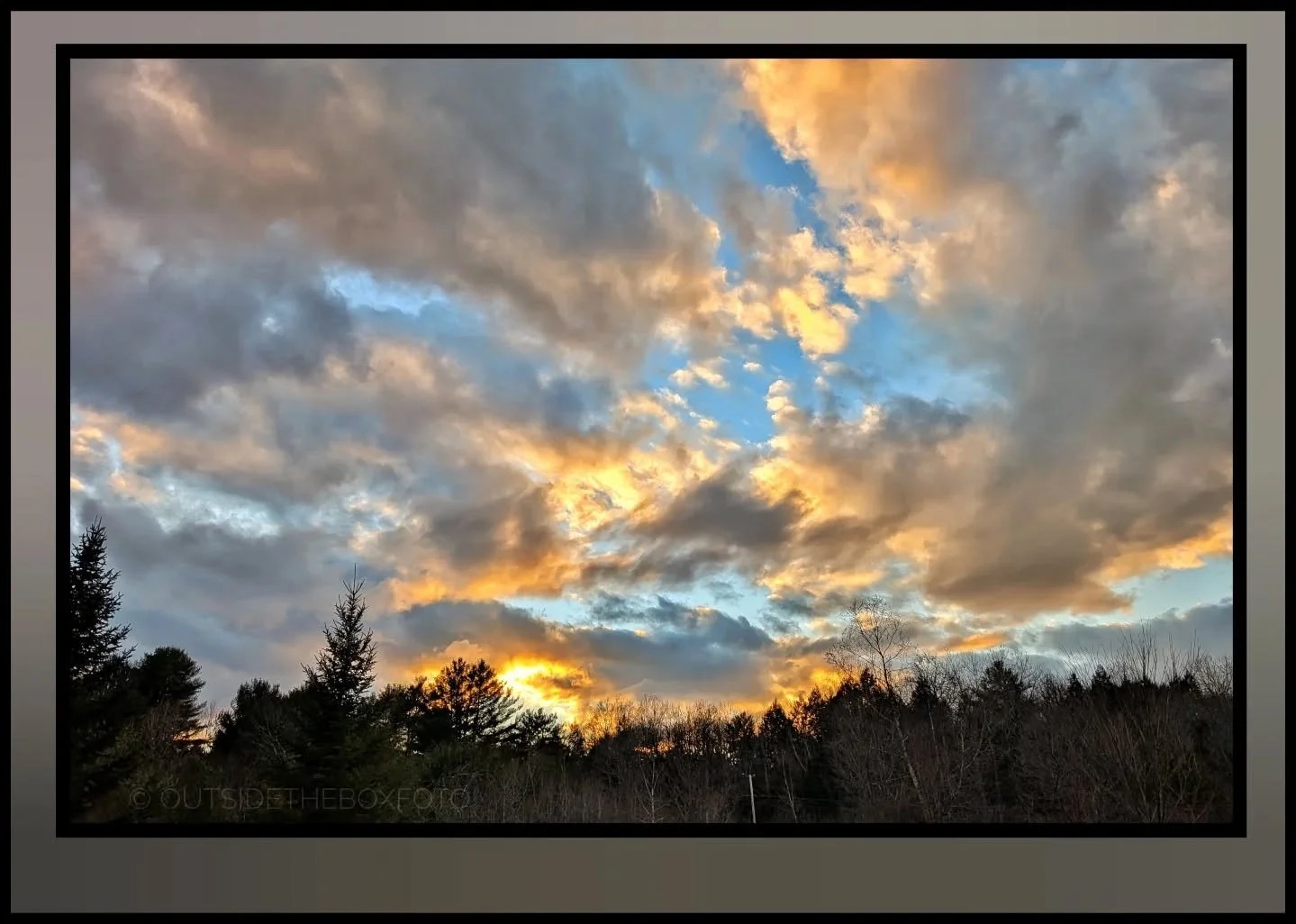 Late day light setting sun.