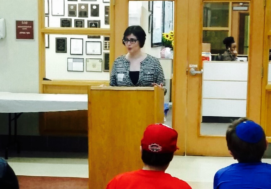 Speaking to 8th graders at The Charles E. Smith Jewish Day School in December 2015
