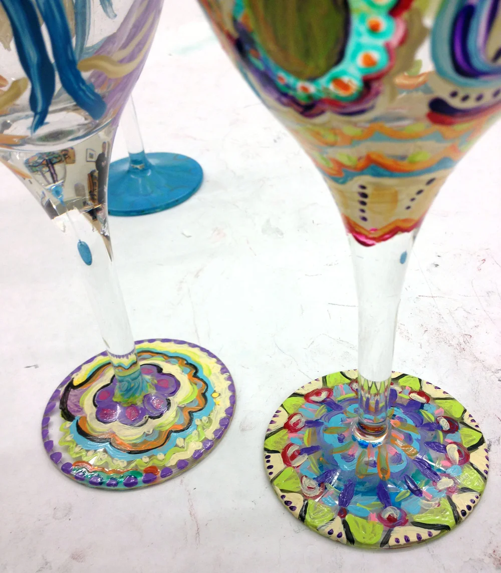 Painted Wine Glass  Bravo School of Art