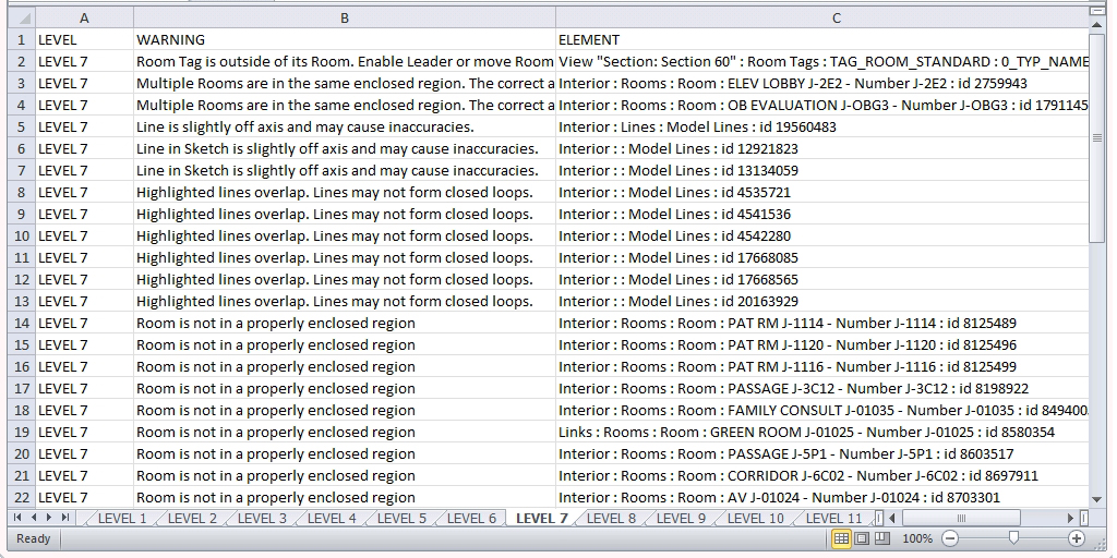 sample of Excel file export