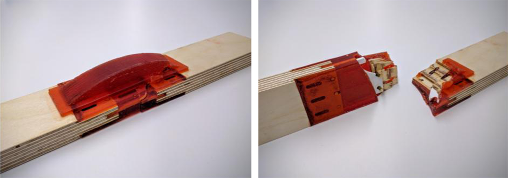 A casualty of the material testing process.