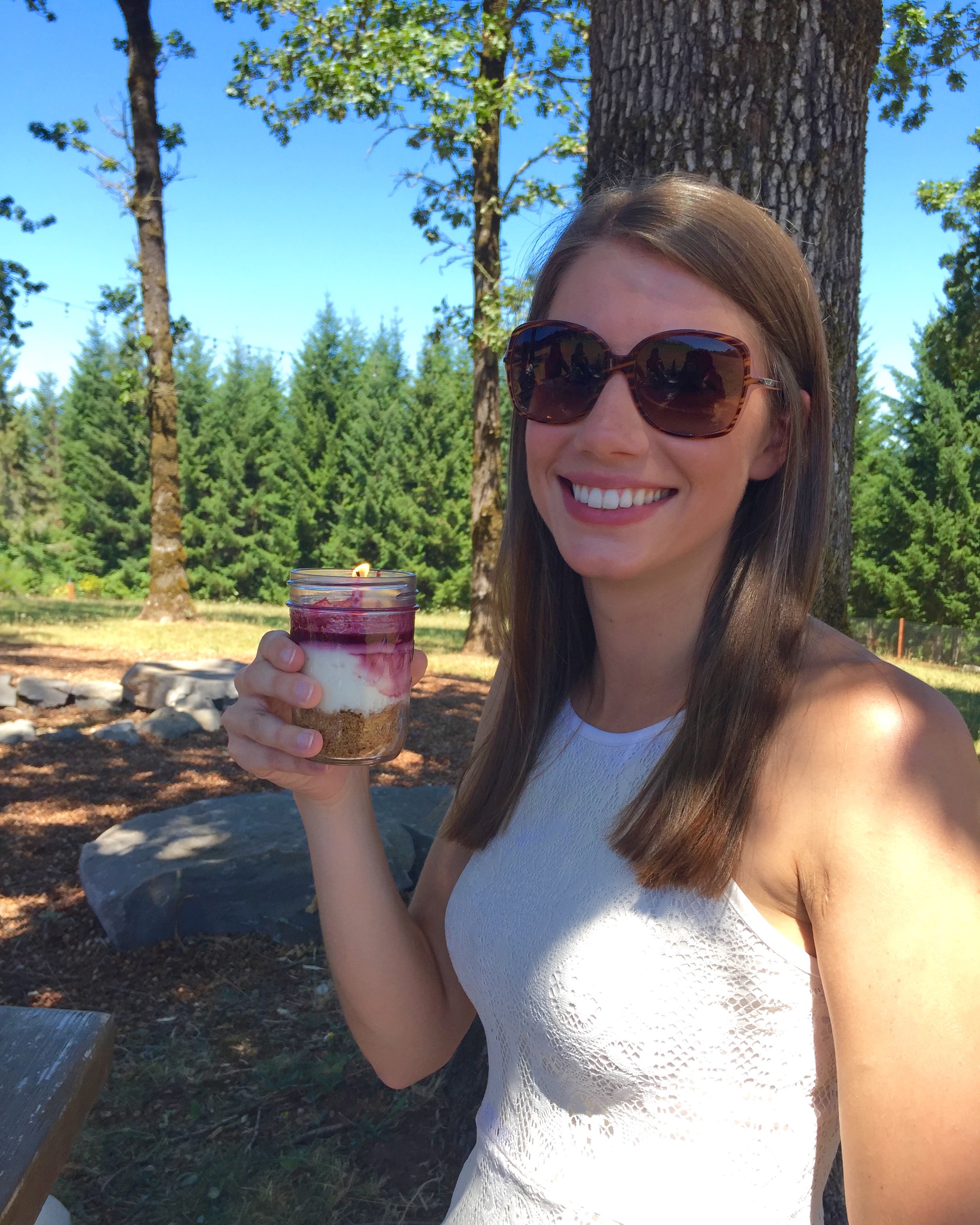 Lauren with her birthday cheesecake!