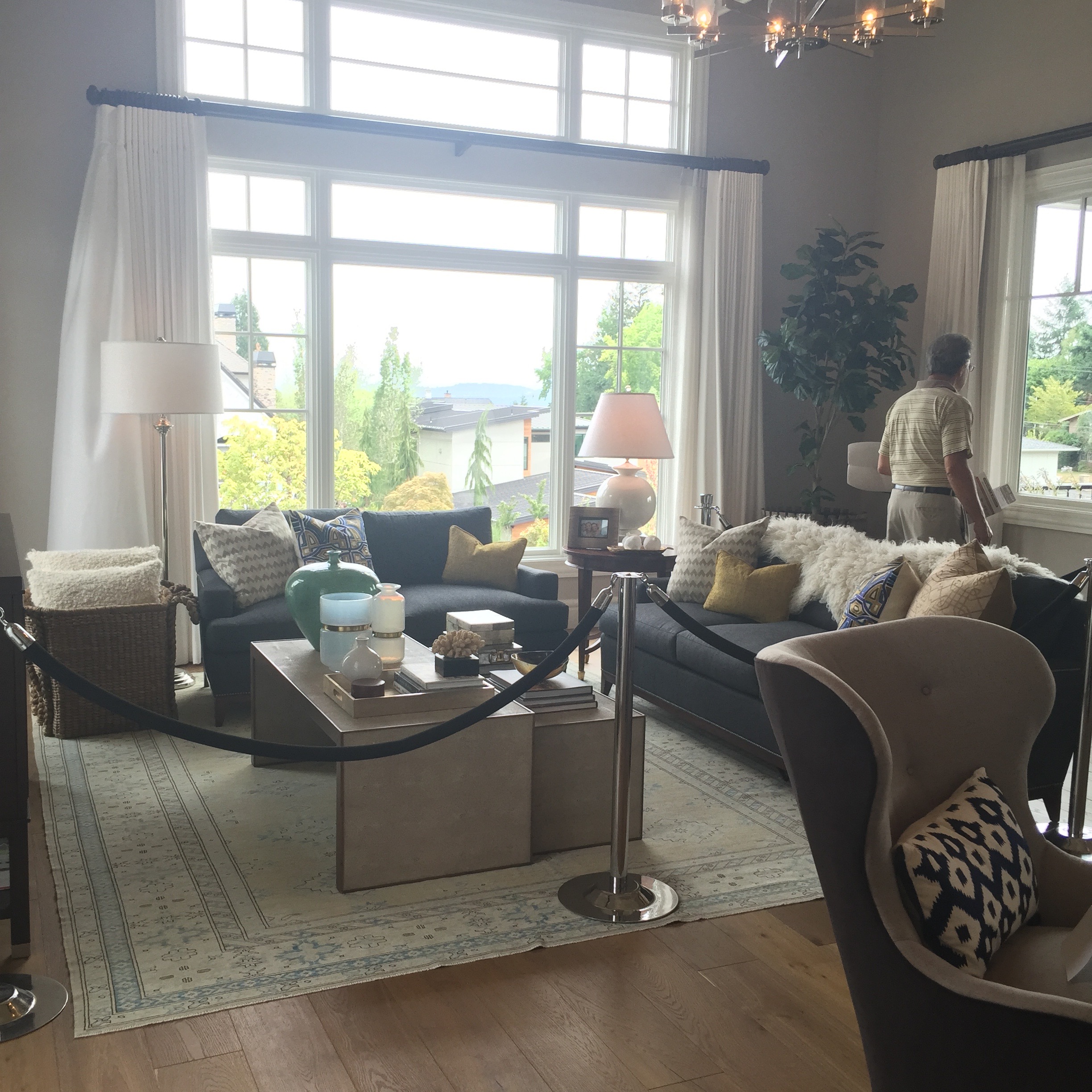 Gorgeous, two story living rooms with massive windows were a highlight of the tour.