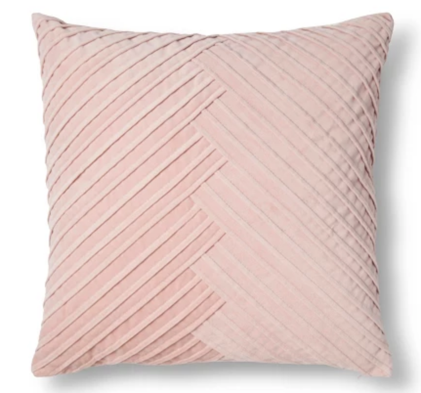 Blush Pleated Velvet Throw Pillow - $19.99