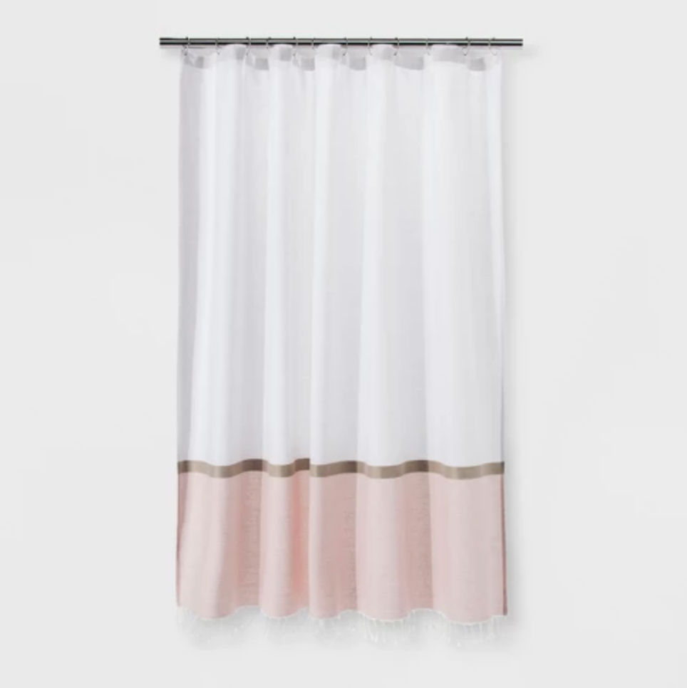 Colorblock Woven Shower Curtain - $18