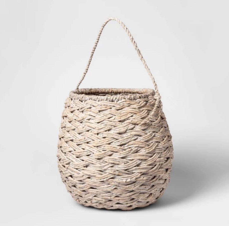 Medium Round Basket White Washed - $26.99