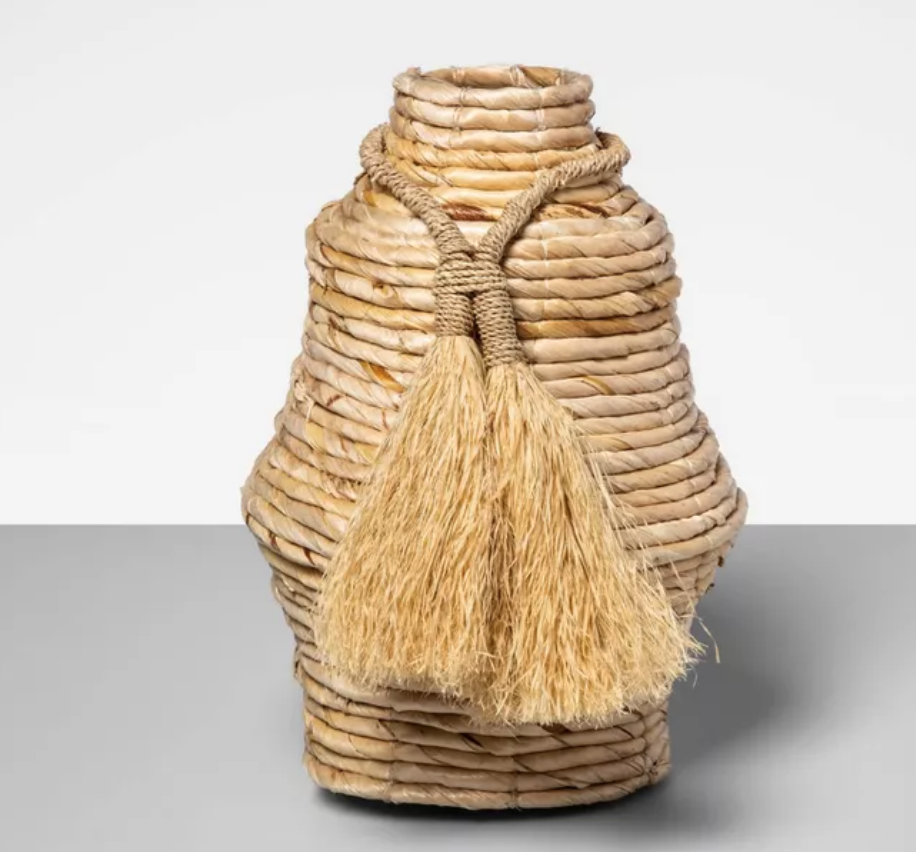 Decorative Woven Vase with Tassels - $20.49