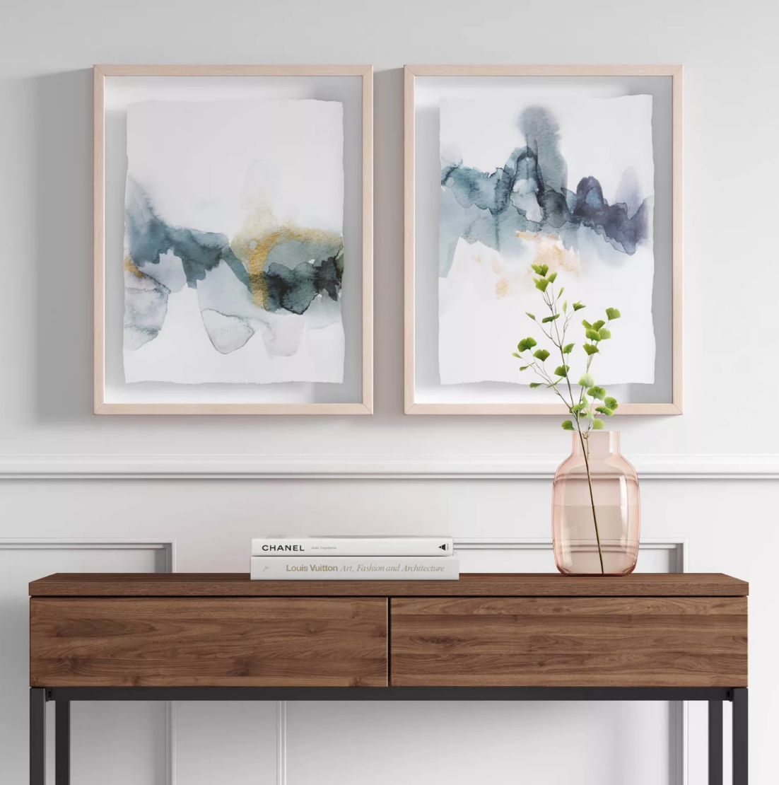 Blue and Gold Watercolor Framed print (set of 2) - $42.74