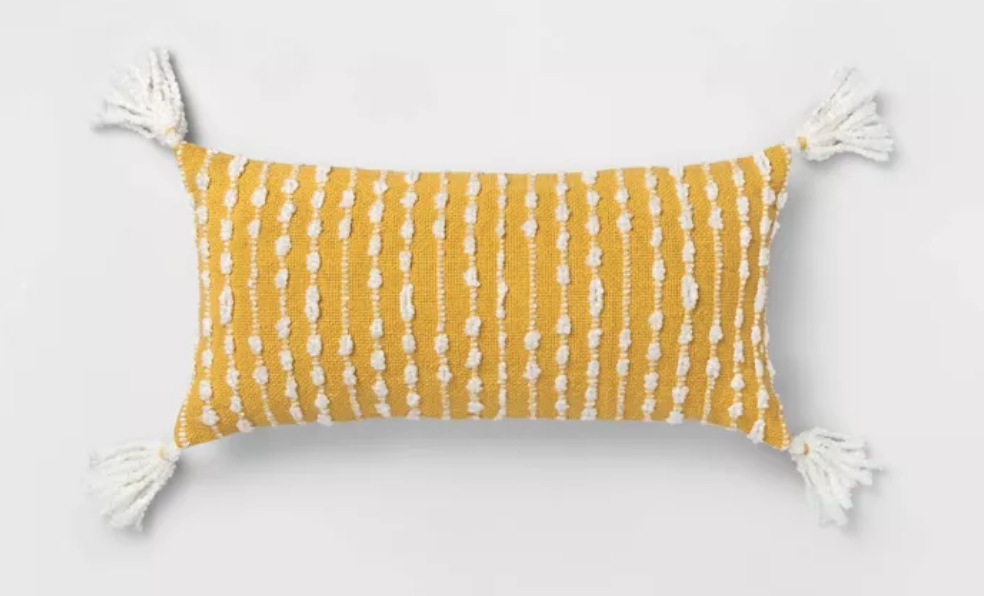 Oversized Lumbar Woven Pillow with Tassels - $19.99