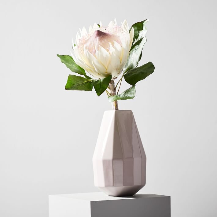 Faux white King Protea Plant Stem - $32