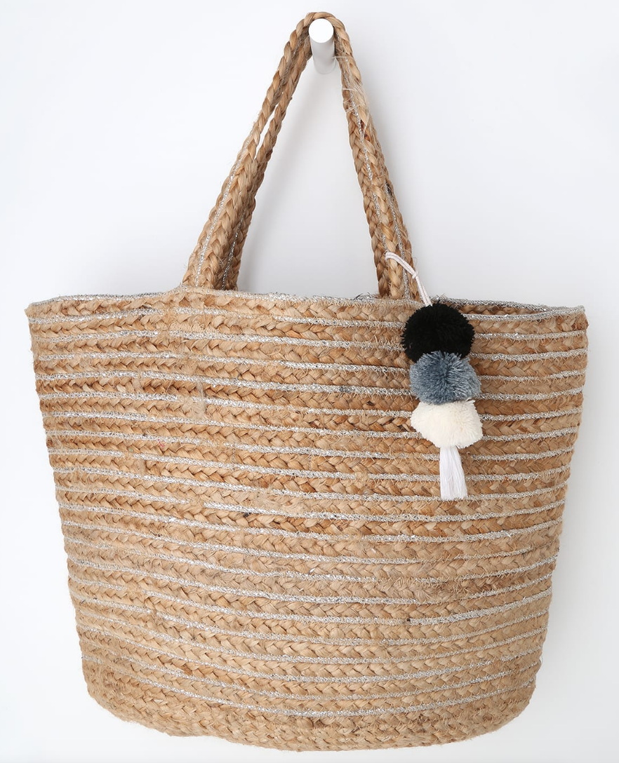 Sunlight Tan and Silver Woven Tote - $36 from Lulus