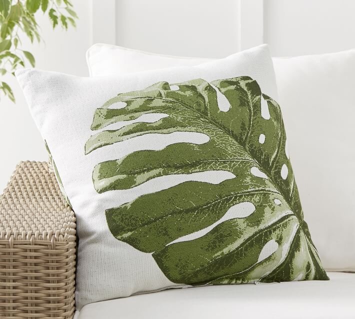 Sunbrella® Palm Leaf Jacquard Indoor/Outdoor Pillow - $69.50 from Pottery Barn