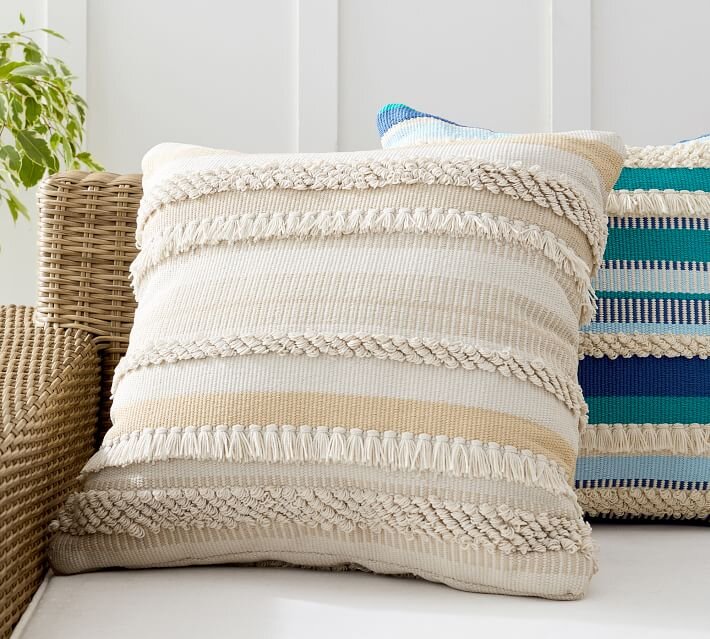 Misty Eco-Friendly Handwoven Striped Indoor/Outdoor Pillow - $69.50 from Pottery Barn