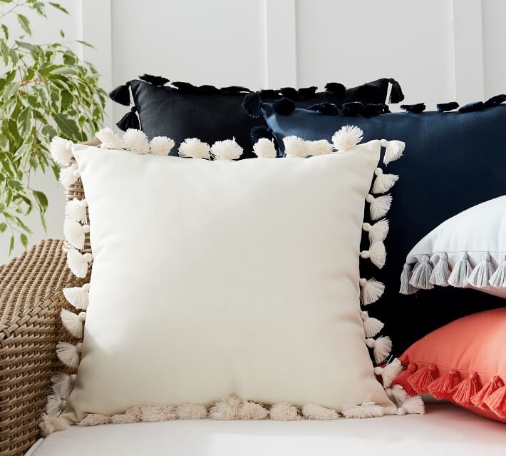 Tassel Trim Indoor/Outdoor Pillows - $35.50 from Pottery Barn