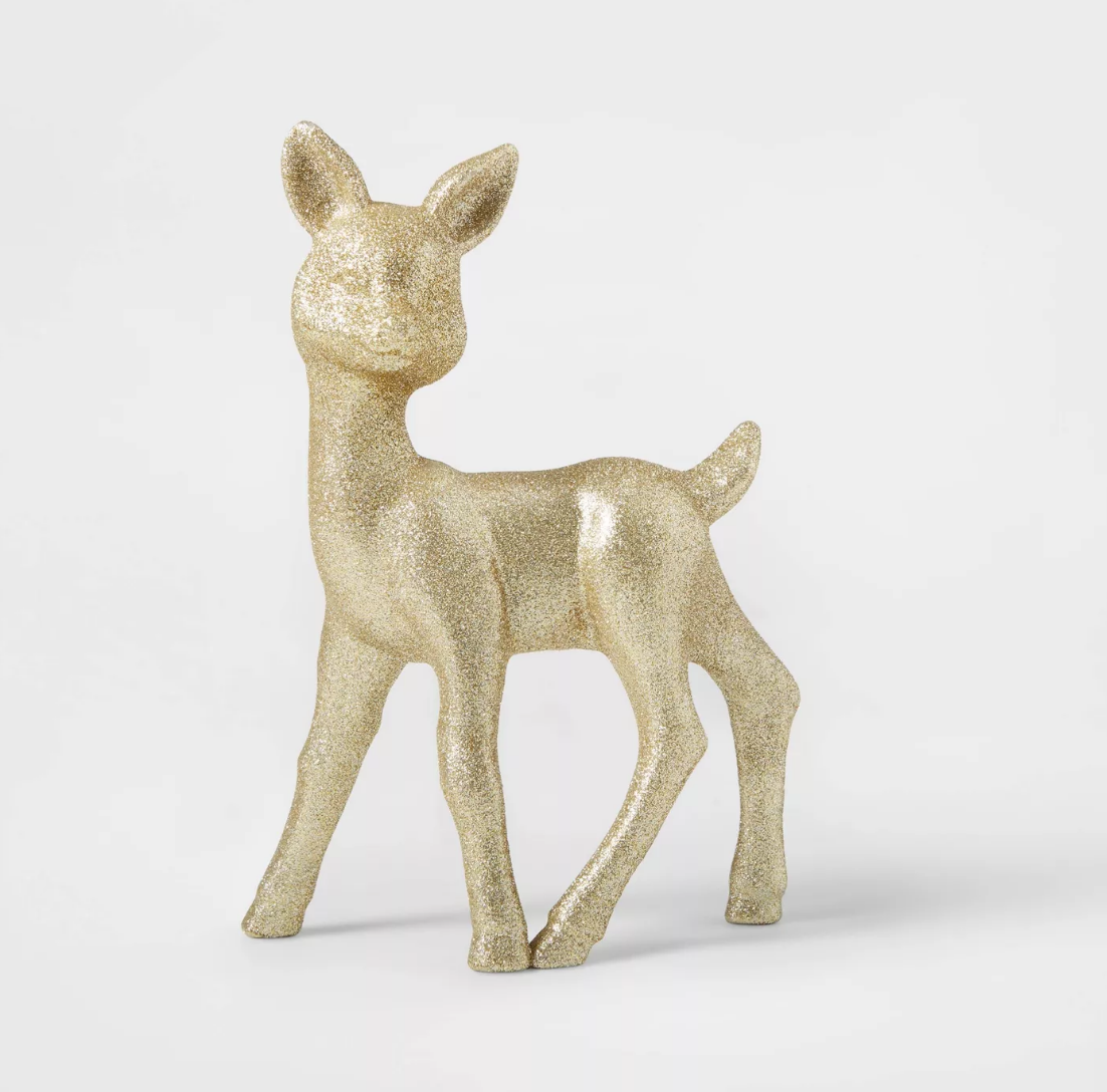 Retro Glitter Deer Decorative Figurine Champagne - $5