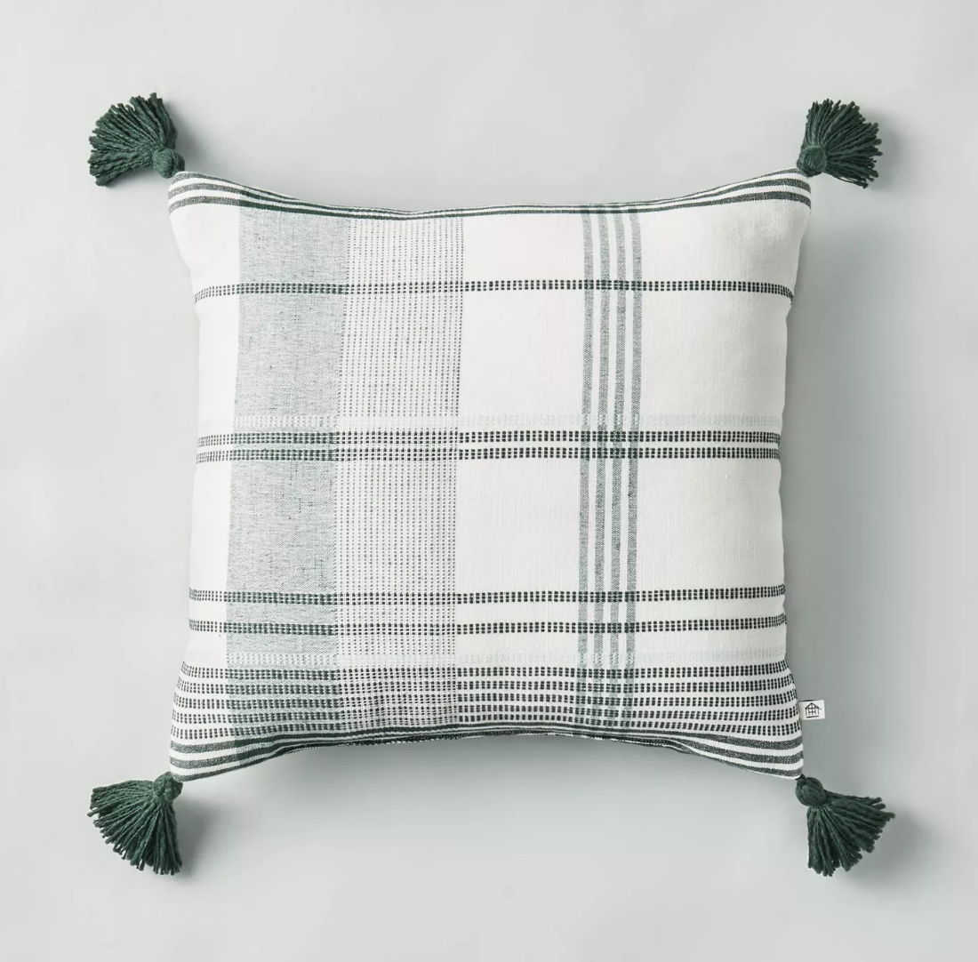 18" x 18" Plaid Throw Pillow Green - $20