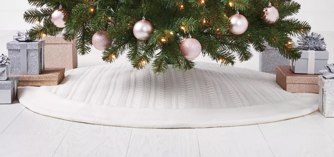 Cable Knit Tree Skirt Ivory - $30