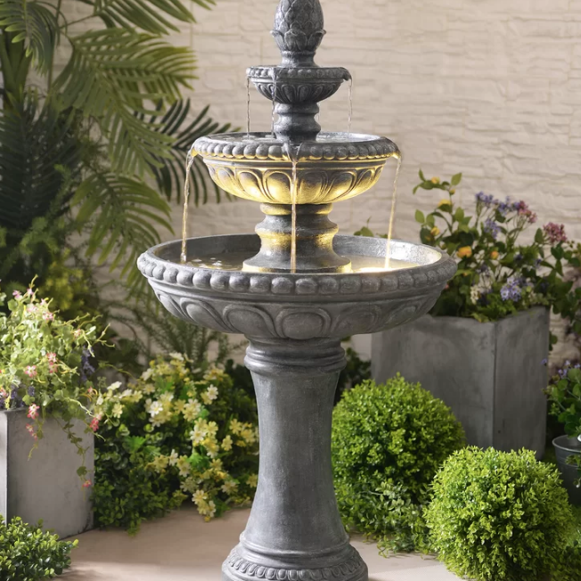 Wayfair - Haire Resin Outdoor Floor Fountain with Light - $354.99