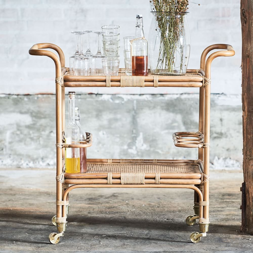 Rattan Bar Cart - West Elm - $849