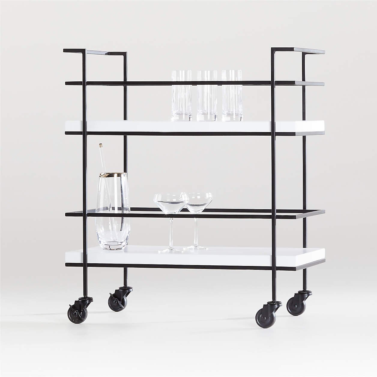 Adina Black Cart with White Concrete Shelves - Crate &amp; Barrel - $599