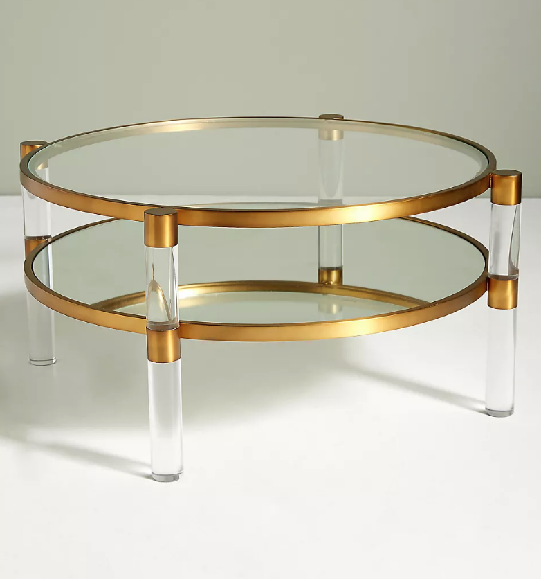 Oscarine Lucite Round Mirrored Coffee Table - Anthropologie - $898