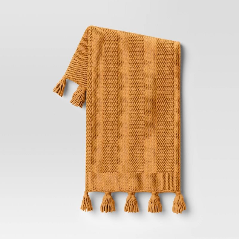 Chunky Knit Striped Throw Blanket with Tassels - Target - $35