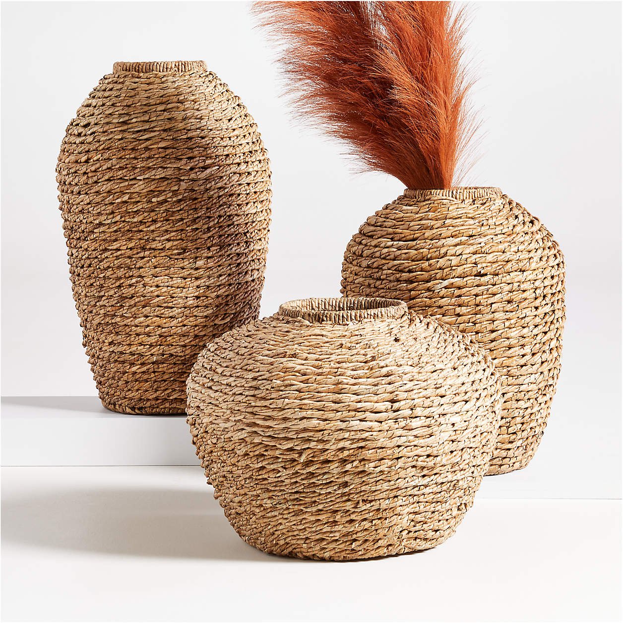 Handwoven Seagrass Vases - Crate &amp; Barrel - $79.95-$129