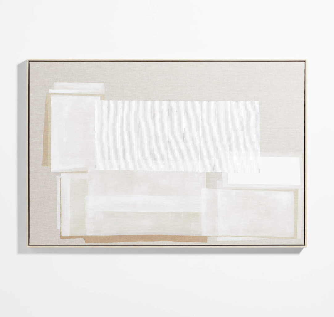Crate &amp; Barrel - $1,299 - Unparalleled' Framed Beige &amp; White Abstract Hand-Painted Wall Art