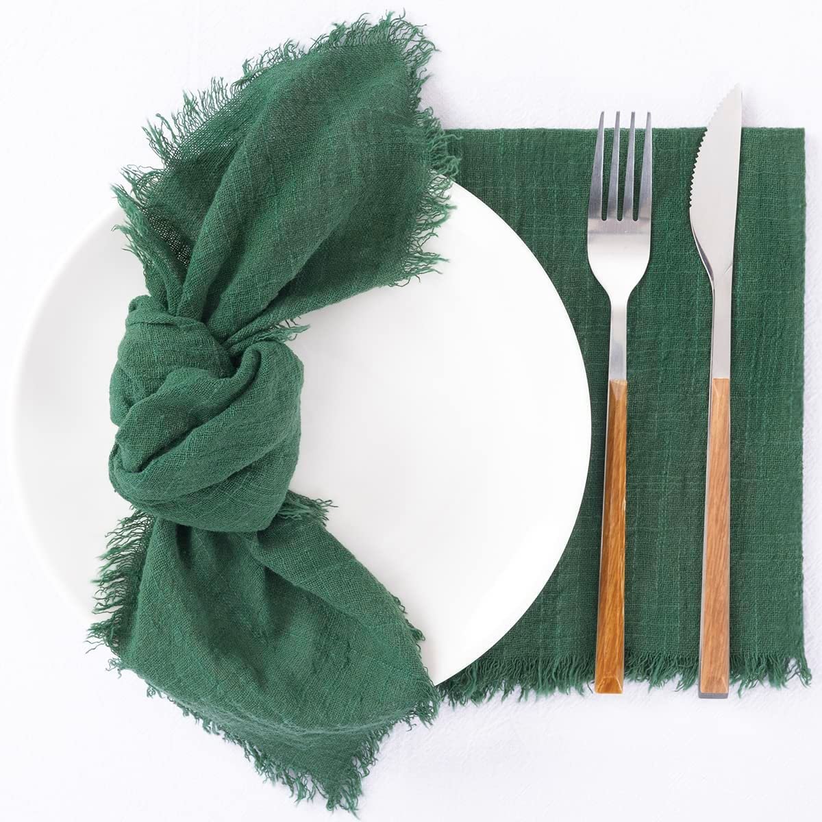 Handmade Cloth Napkins with Fringe Set of 8 - $17.90