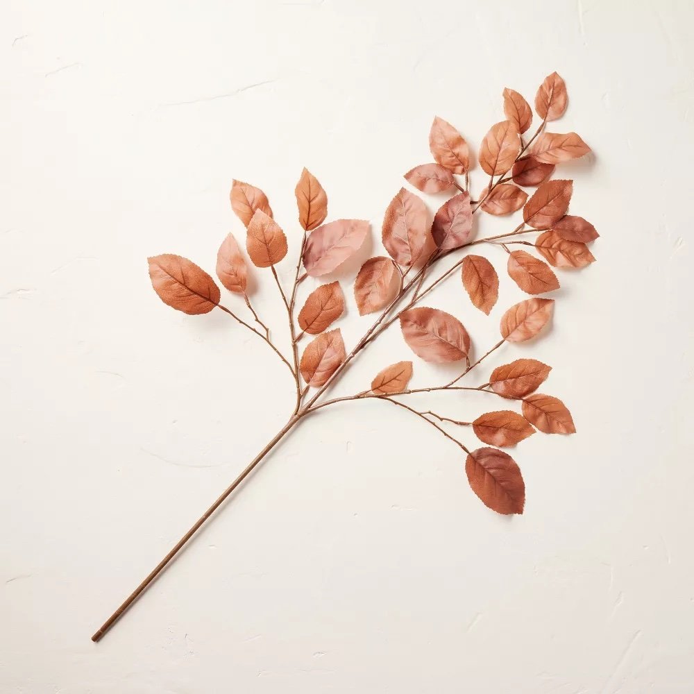 33" Faux Rusted Beech Leaf Stem - $5.99