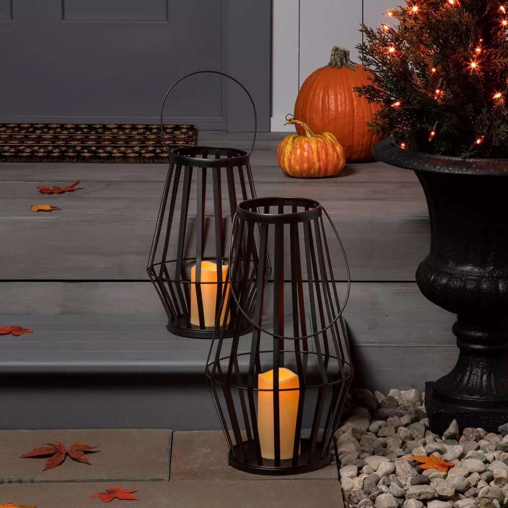 18" Light Up Metal Slat Decorative Lantern - $25 - Target