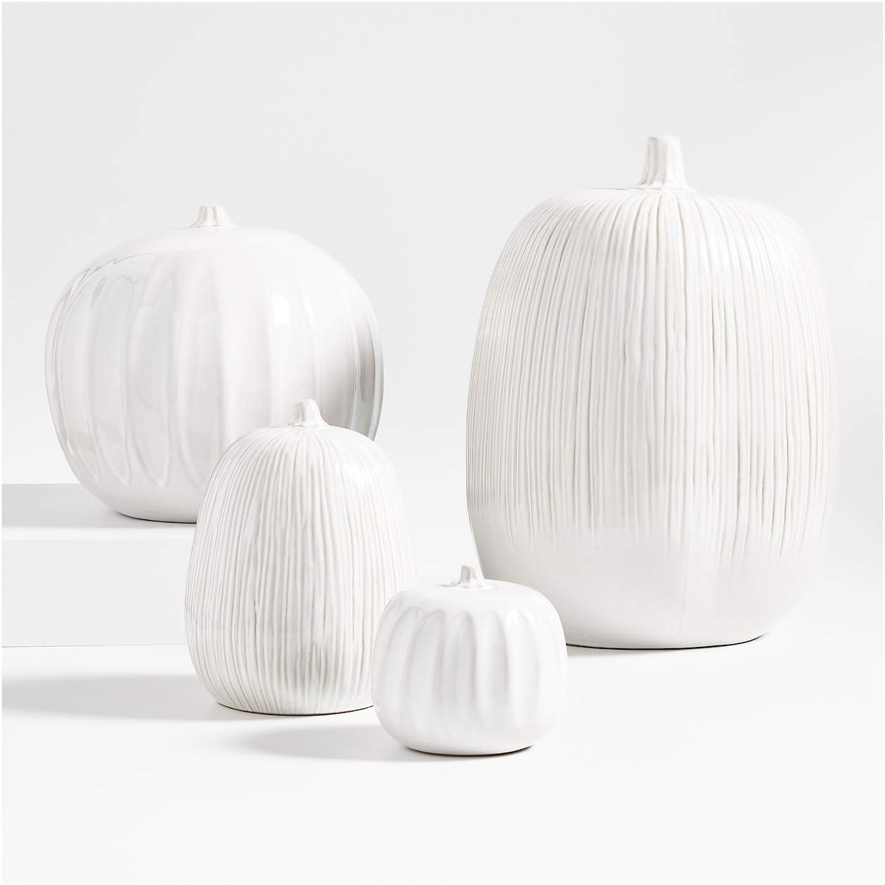 Dover White Ceramic Pumpkin - $79.99 - Crate &amp; Barrel