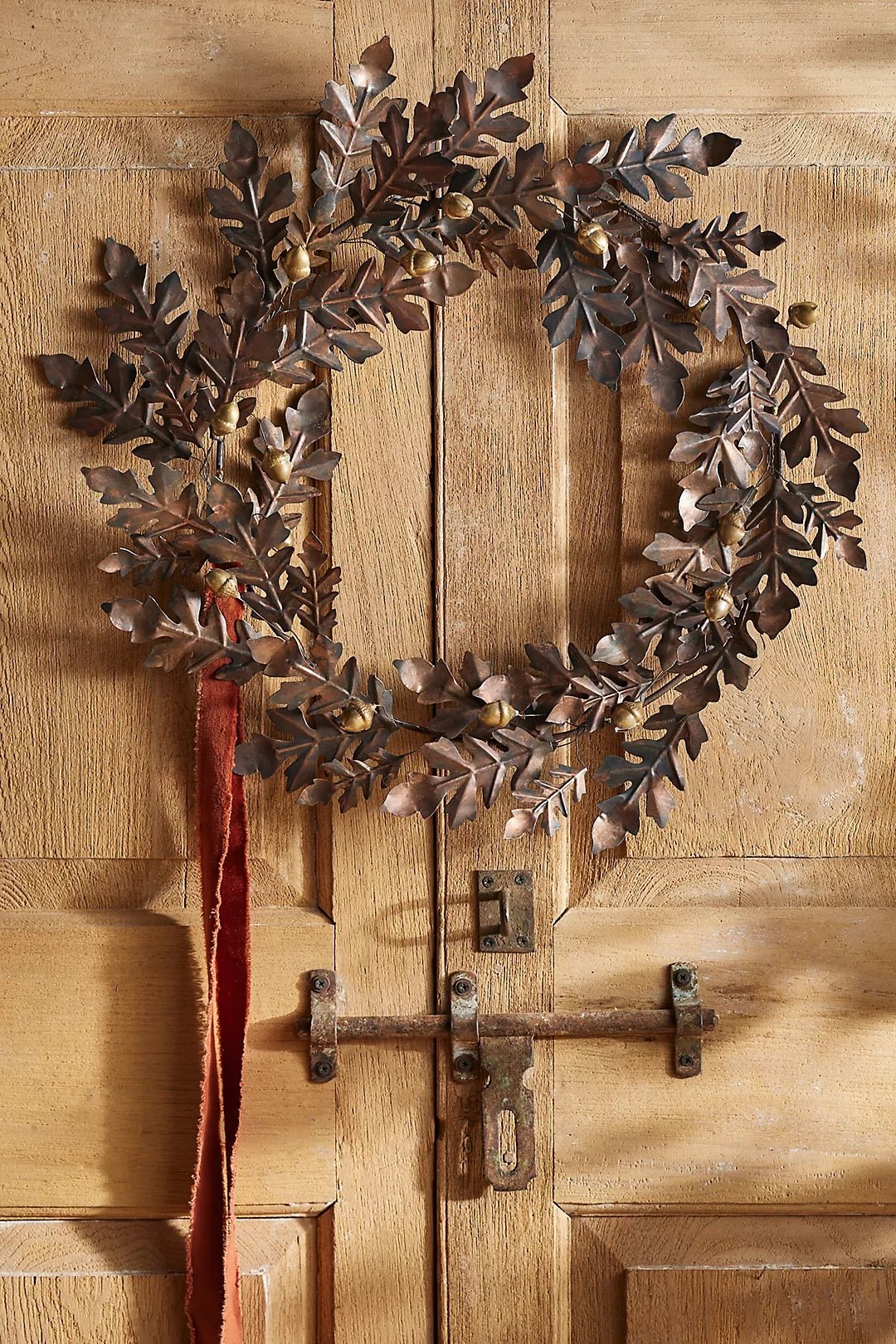 Verdigris Oak Leaf + Acorn Iron Wreath - $118 - Anthropologie