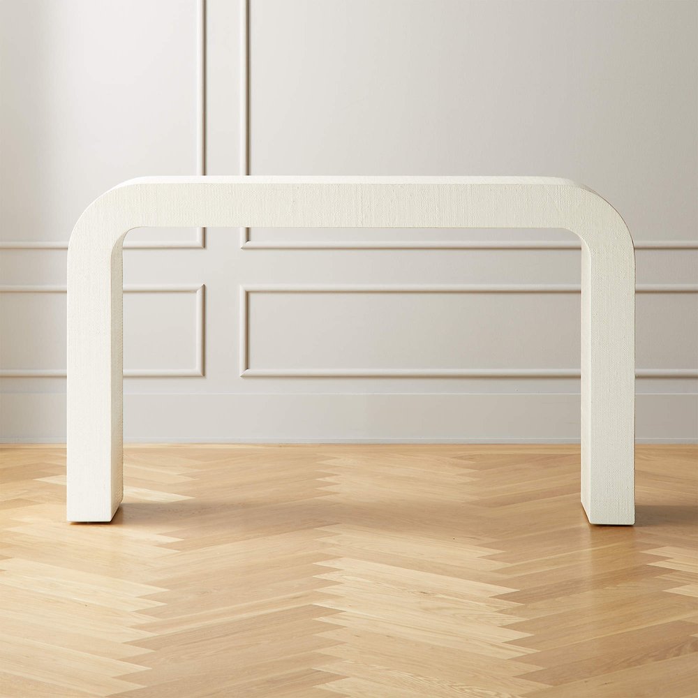 Horseshoe Ivory Lacquered Linen Console Table - $799 - CB2