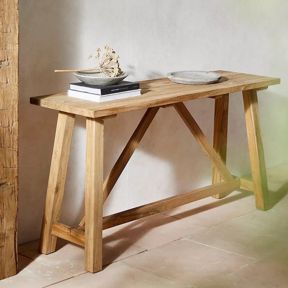 Braced Leg Teak Console - $898 - Anthropologie