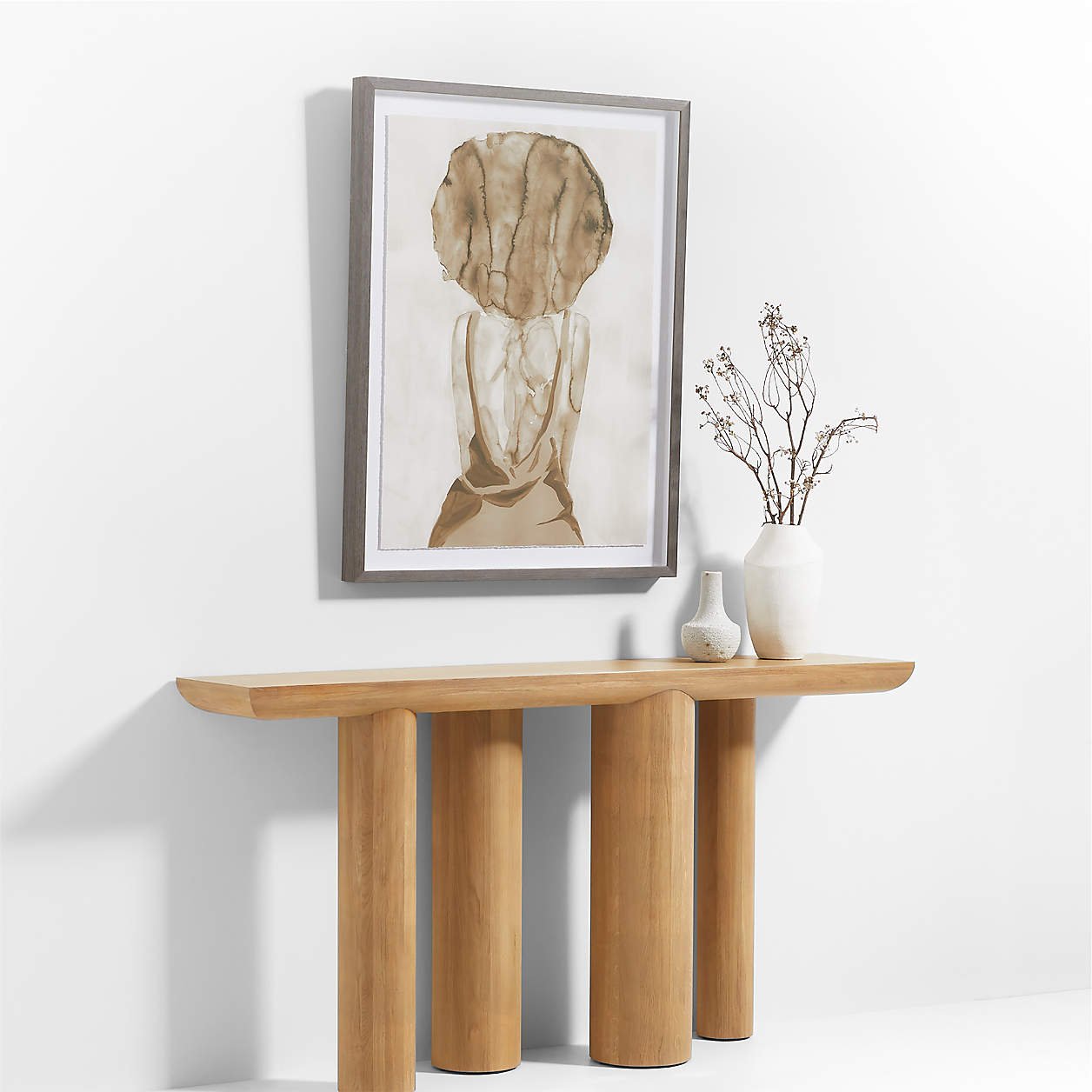 Bomen Natural Oak Wood Console Table - $1,119 - Crate &amp; Barrel