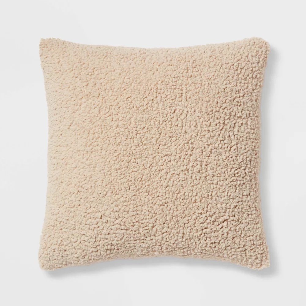 Euro Traditional Cozy Sherpa Fur Decorative Throw Pillow - $30
