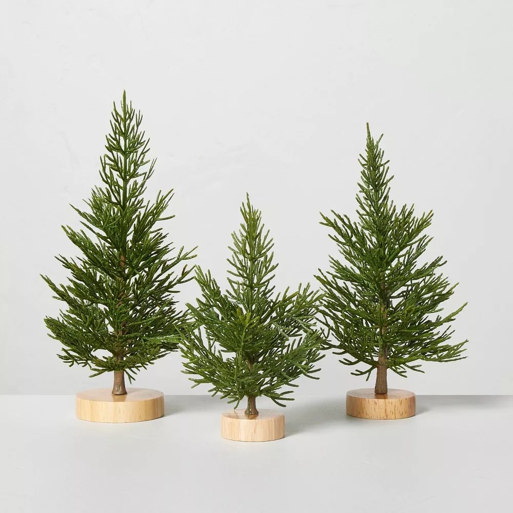 Decorative Mini Cypress Christmas Trees (Set of 3) - $9.99