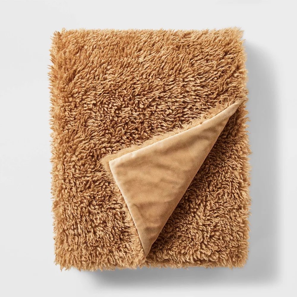 Faux Fur Plush Reverse Throw Blanket - $40