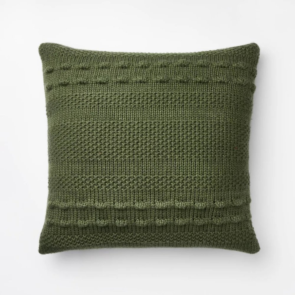 Oversized Bobble Knit Striped Square Throw Pillow - $30