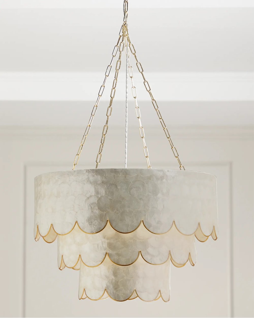 HORCHOW - $650 - Three-Tiered Scalloped Capiz 3-Light Pendant