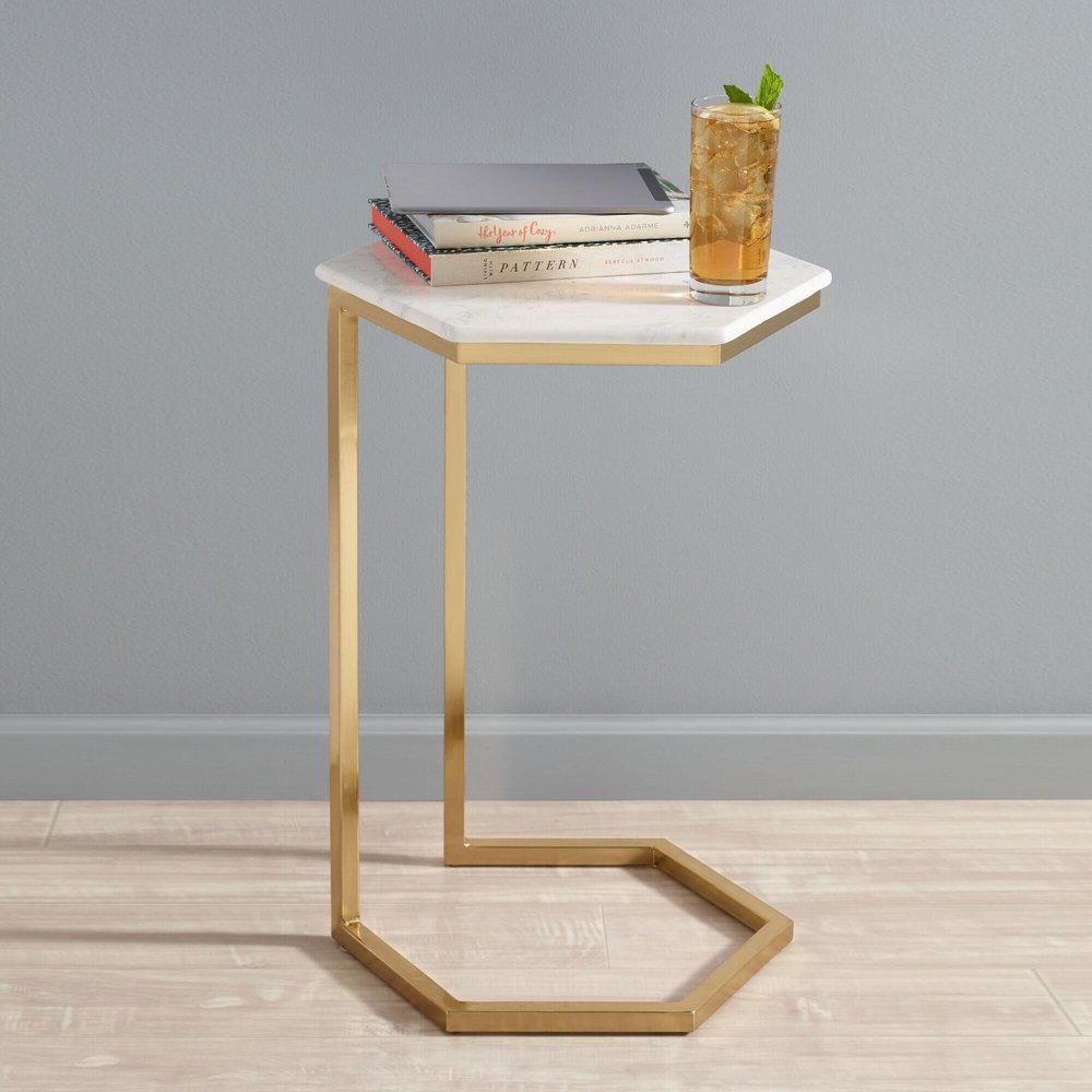 World Market - $149.99 - Margaux White Marble And Gold Metal Laptop Table
