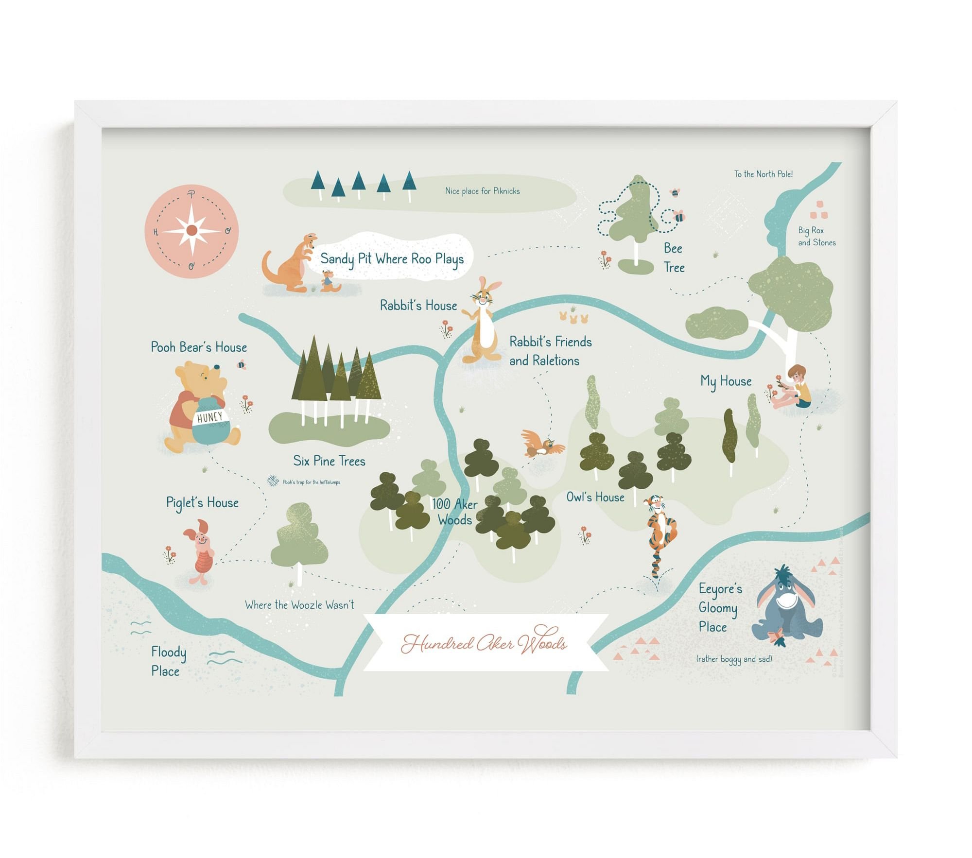 Pottery Barn Kids - $101 - Minted® Disney's Winnie the Pooh Hundred Aker Woods Wall Art by Char-Lynn Griffiths