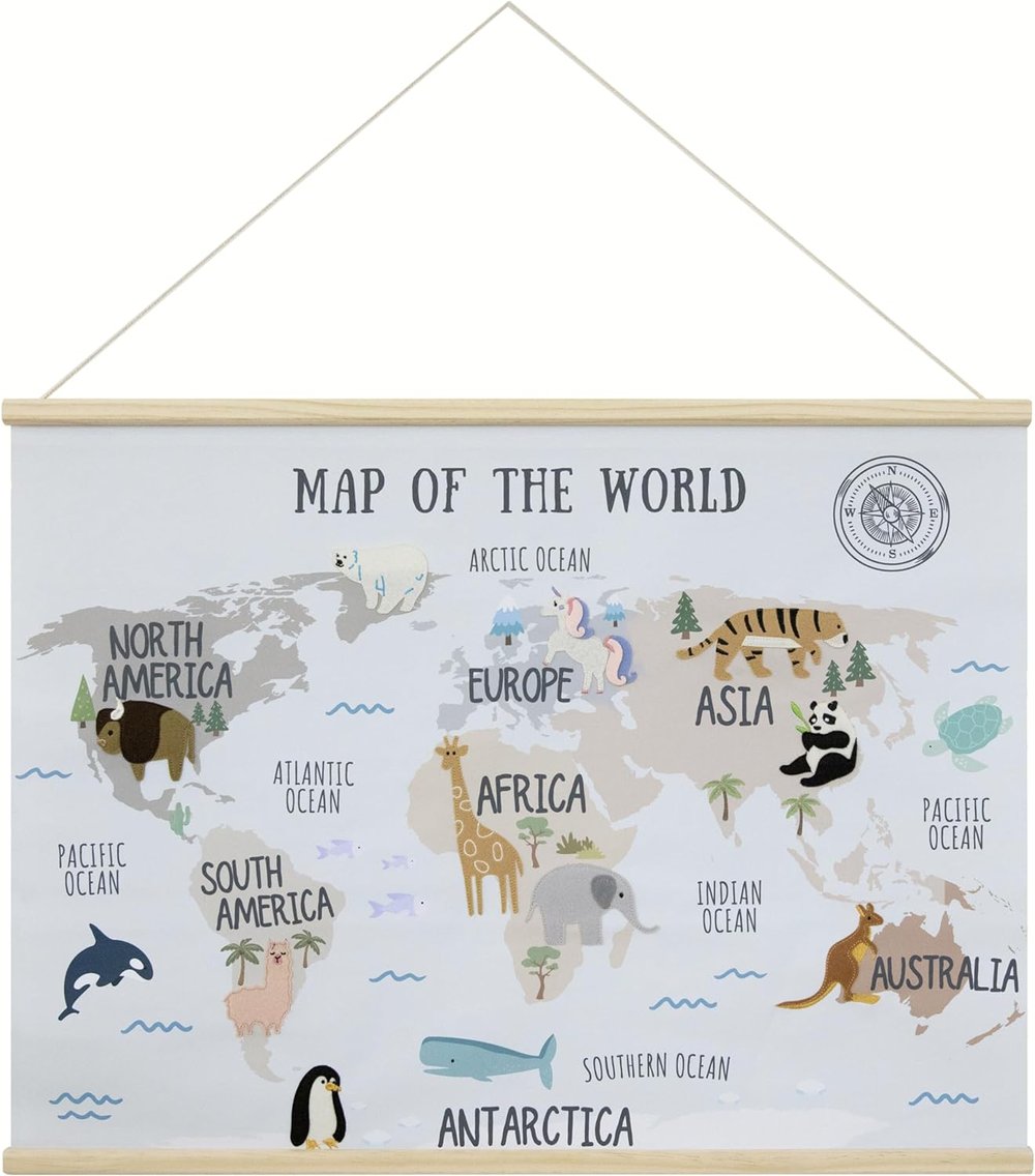 Amazon - $49.99 - Embroidered World Map Poster