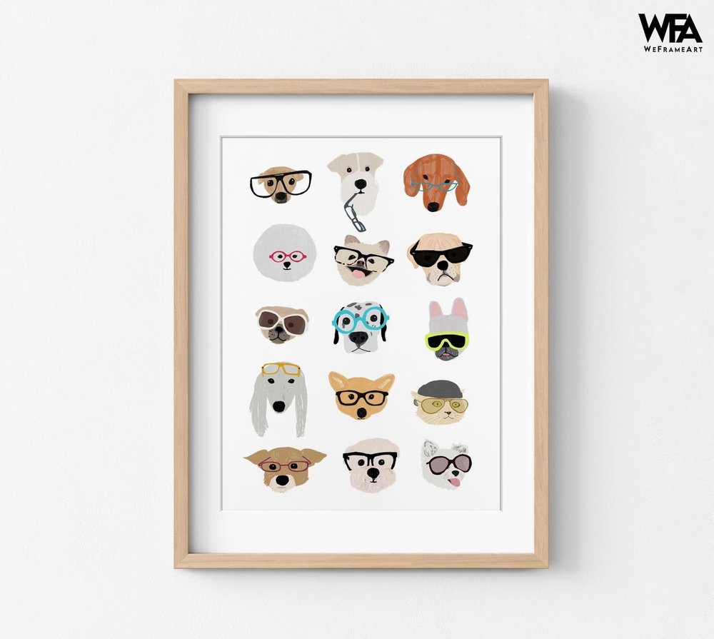 Etsy - $29 - Dogs with Glasses by Hanna Melin