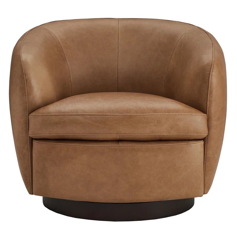 Joss &amp; Main - $740 - Marcy Genuine Leather Swivel Barrel Chair