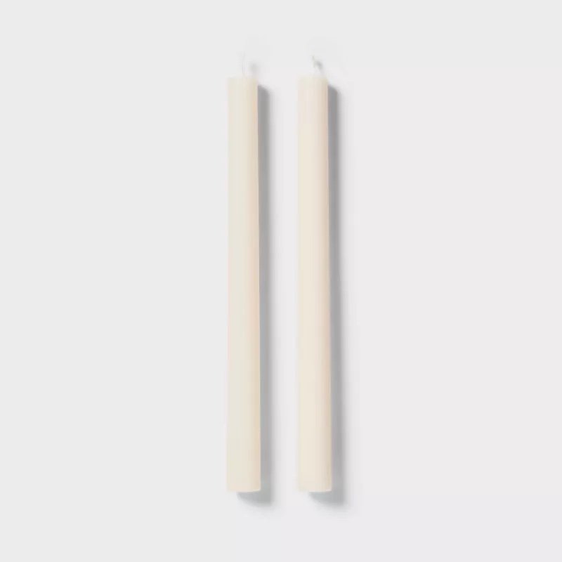 4pk Ribbed Taper Candle Set White - $10
