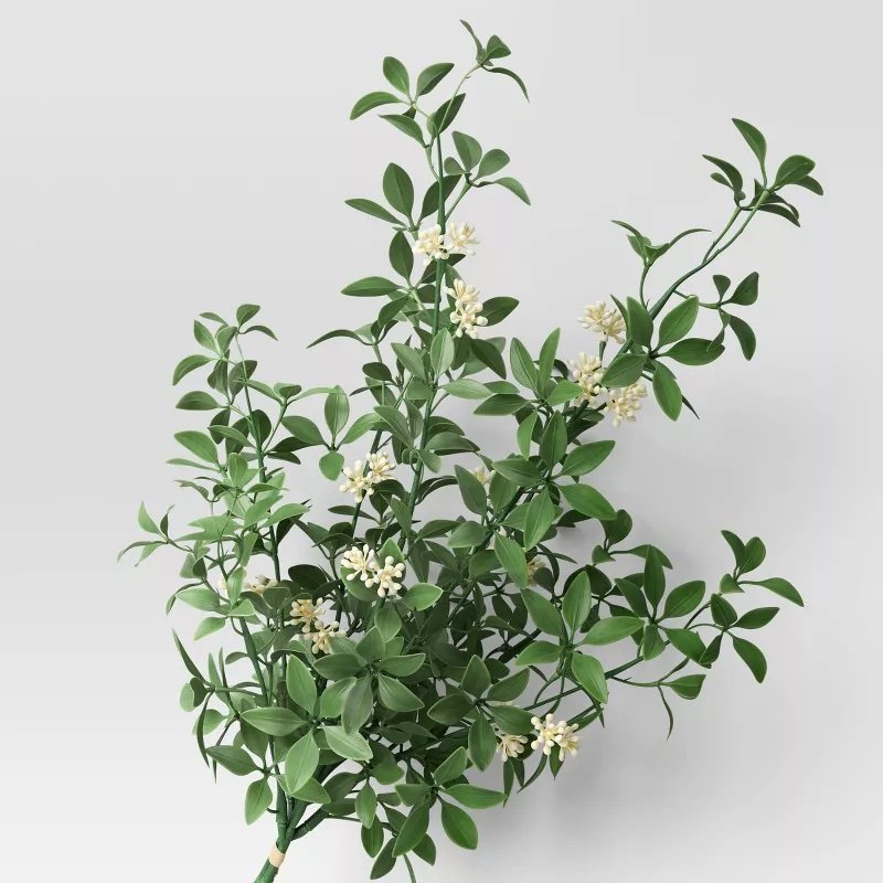 White Seeded Artificial Leaf Stem - $10