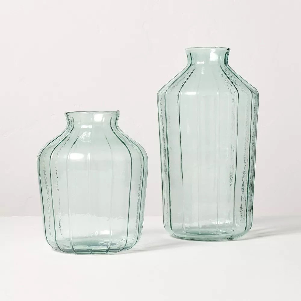 Ribbed Glass Decorative Flower Vase - $29.99